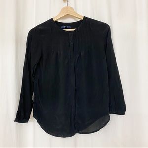Madewell black button up silk blouse